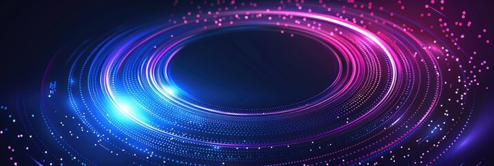 Wall Mural - Futuristic Neon Glowing Circle on a Dark Background