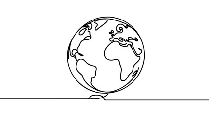 Poster - Continuous line art or one line drawing of global vector on white background.