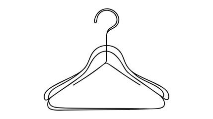 Canvas Print - Hanger. Clothes hanger. One single line drawing of hanger isolated on white background. Beautiful hand-drawn design vector icon. Contour drawing. Silhouette. Logo