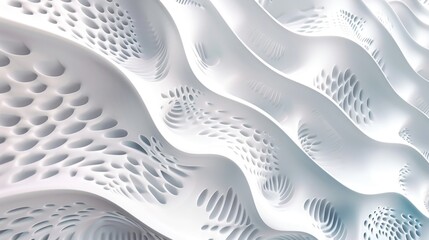 Wall Mural - White Fluid Gradient Waves on Soft Background