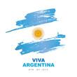 Viva Argentina, July 9th. Argentine flag painted with a brush. Independence Day. National holiday. Vector illustration