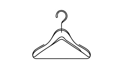 Wall Mural - Hanger. Clothes hanger. One single line drawing of hanger isolated on white background. Beautiful hand-drawn design vector icon. Contour drawing. Silhouette. Logo