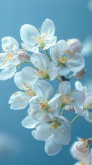 Sticker - A close up of a bunch of white flowers, Spring close-up image of apple blossoms