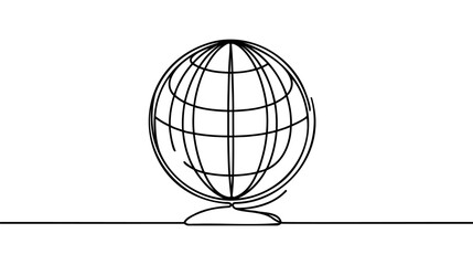 Poster - Continuous line art or one line drawing of global vector on white background.