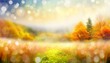Sparkling autumn field background material.