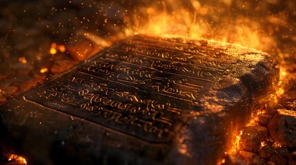 Fiery Tablets of the Ten Commandments Written by the Hand of the Divine