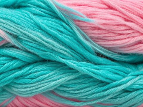 Seamless texture background of turquoise pink woolen threads. Realistic image for backgrounds