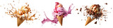 Fototapeta  - Set of delicious ice cream explosions, cut out