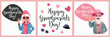 Happy Grandparents day card with sunglasses, peace sign, hearts and hat