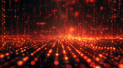Poster - An abstract digital grid with binary code, technology-driven financial world, futuristic technology
