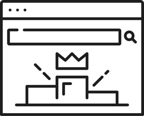 Leinwandbilder - Ranking, web audit icon, website analytics content optimization and web performance, vector outline pictogram. SEO or content marketing icon of website ranking for internet search results optimization