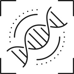 Leinwandbilder - DNA matching biometric identification, recognition and verification icon. Identity identification technology, access biometric verification or ID recognition thin line vector symbol with DNA spiral