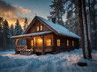 Cottage in the snowy woods