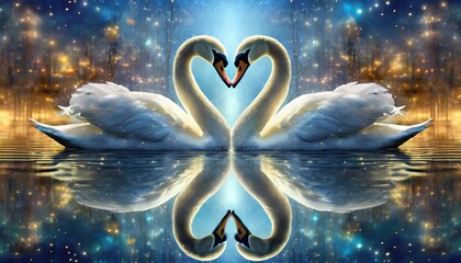 Wall Mural - two swans in the lake