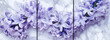 3 panel wall art, marble background with flowers, wall decoration