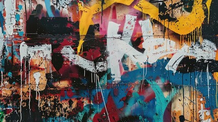 Wall Mural - Abstract colorful background with geometric textured oil or acrylic shapes. Artistic banner with expressive graffiti wall texture and brush strokes