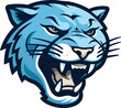 A jaguar head in blue, shaped like a flat modern sports logo 
