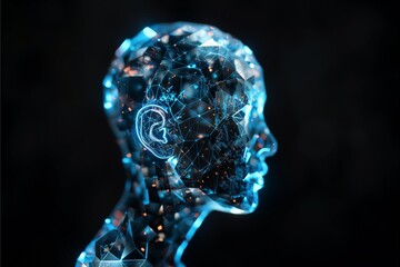 Abstract silhouette of a person's head with code elements, representing concepts of beauty, anatomy, and the human mind	
