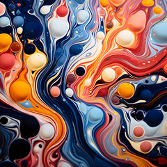 Canvas Print - Abstract swirls of paint in various colors.