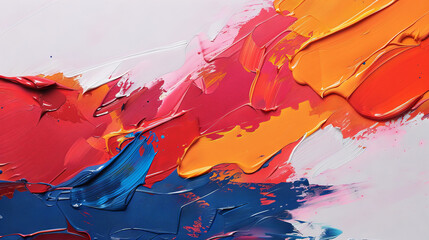 Poster - Abstrac  brush acrylic paint shapes and brushstrokes texture pattern background. Dynamic composition, red, orange, modern art painting wallpaper backdrop, painting in canvas, digital art