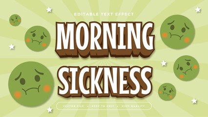 Green brown and white morning sickness 3d editable text effect - font style