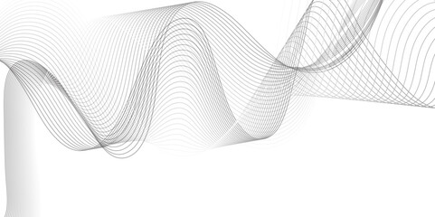 White wave curve lines banner background design. Abstract soft wave lines dynamic flowing gray light isolated background. Vector Illustration of the gray pattern of lines. Black stripes on white 