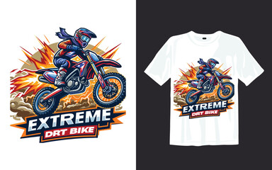 extreme dirt bike cartoon vector illustration biker t shirt design