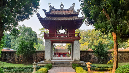 the khue van cac (pavilion of constellation of literature) in temple of literature in ha noi, city. 