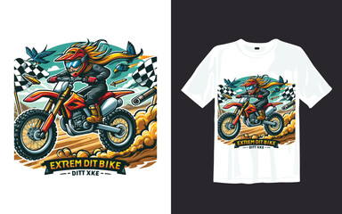 extreme dirt bike cartoon vector illustration biker t shirt design