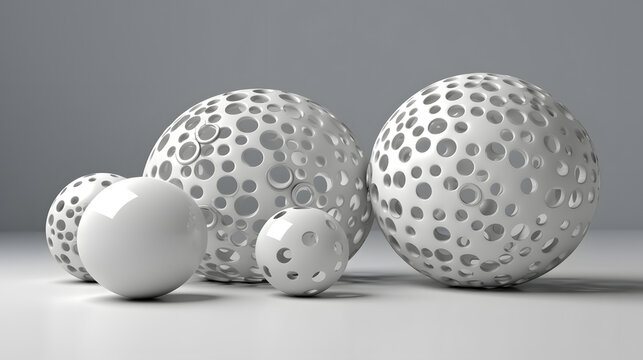 Digital white hollowed out sphere sculpture abstract graphic poster web page PPT background