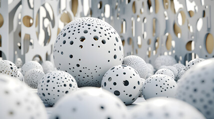 Digital white hollowed out sphere sculpture abstract graphic poster web page PPT background