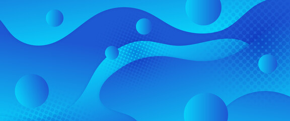 Wall Mural - Blue vector abstract banner with simple geometric shapes. For cover design, book design, poster, cd cover, flyer, website backgrounds or advertising