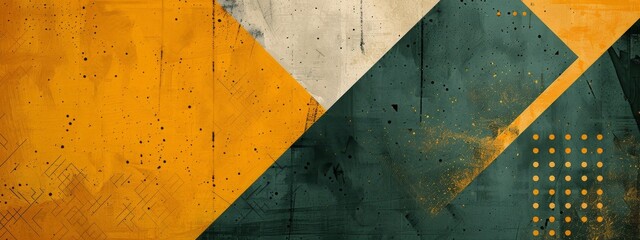 Wall Mural - split background with a retro vibe, using bold hues of mustard yellow and olive green.