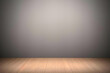Gray empty product background with brown wooden floor