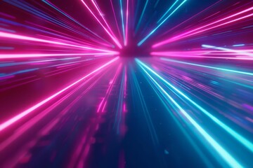 Wall Mural - Glowing Neon Speed Lines in Pink and Blue, Futuristic Motion Blur Abstract Background