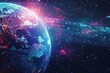 Metaverse Digital World, Cyber Earth Planet Concept, Abstract Crypto Technology Background