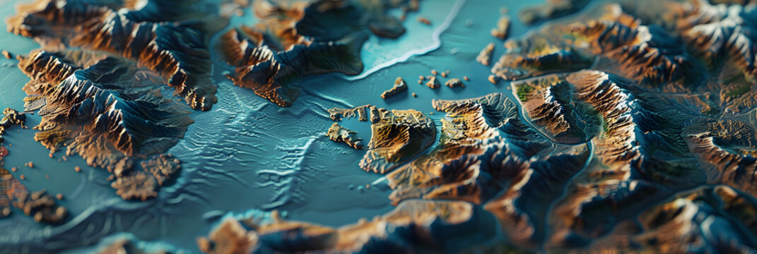 Top view of the Relief map of Europe.
