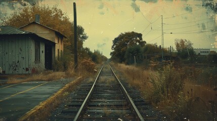 Wall Mural - old film nostalgia: essence of an old, grainy film photograph with a modern scene.