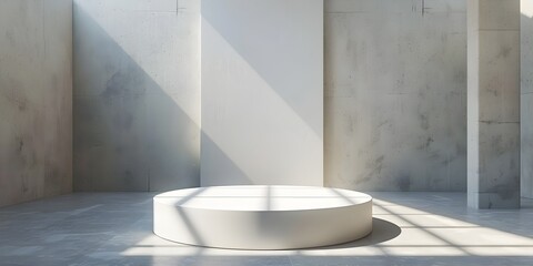 Poster - Elegant Cylindrical Podium in Minimalist Gallery Space Artful Simplicity and Refined Design for Creative Presentation and Exclusive Display