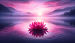 Serene Lotus Bloom at Sunrise in Mountain Lake Reflection