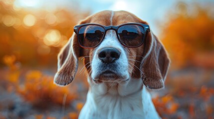 Sticker - beagle dog with sunglasses