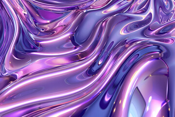 Wall Mural - abstract 3D background in the form of transparent purple and pink waves, texture of liquid glass or plastic, purple-pink iridescent shiny waves