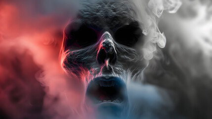 Canvas Print - Monster face made out of smoke . 