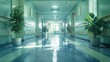 Peaceful empty hospital hallway captured in natural midday light