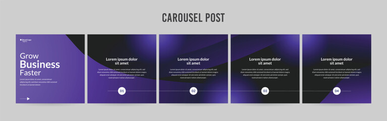 Wall Mural - set of minimalist business carousel post, customize social media template design, instagram and link