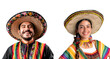© Giu Studios - Set of Mexican man and woman dressed in traditional clothes and Mexican hat for Cinco de Mayo festivities, Isolated on Transparent Background, PNG