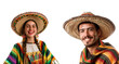 © Giu Studios - Traditional Mexican man and woman in Mexican hat set for Cinco de Mayo celebration, Isolated on Transparent Background, PNG