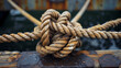 rope on a ship deck knotted itself