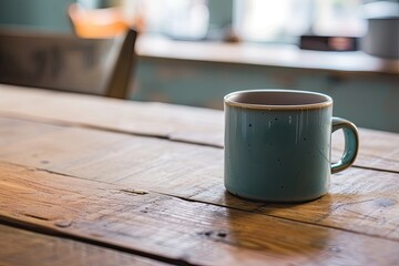 Poster - Coffee cup on wooden table in coffee shop