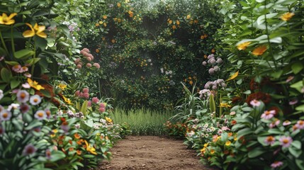 Poster - Transform your display with a vibrant Fresh Spring Green backdrop, complemented by a Blooming Garden Path theme for showcasing outdoor products.